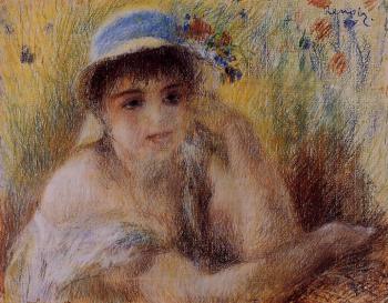Pierre Auguste Renoir : Woman in a Straw Hat